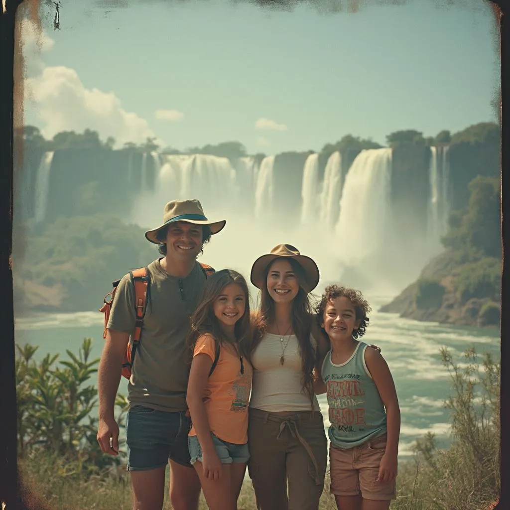 Familia argentina explorando Cataratas del Iguazú